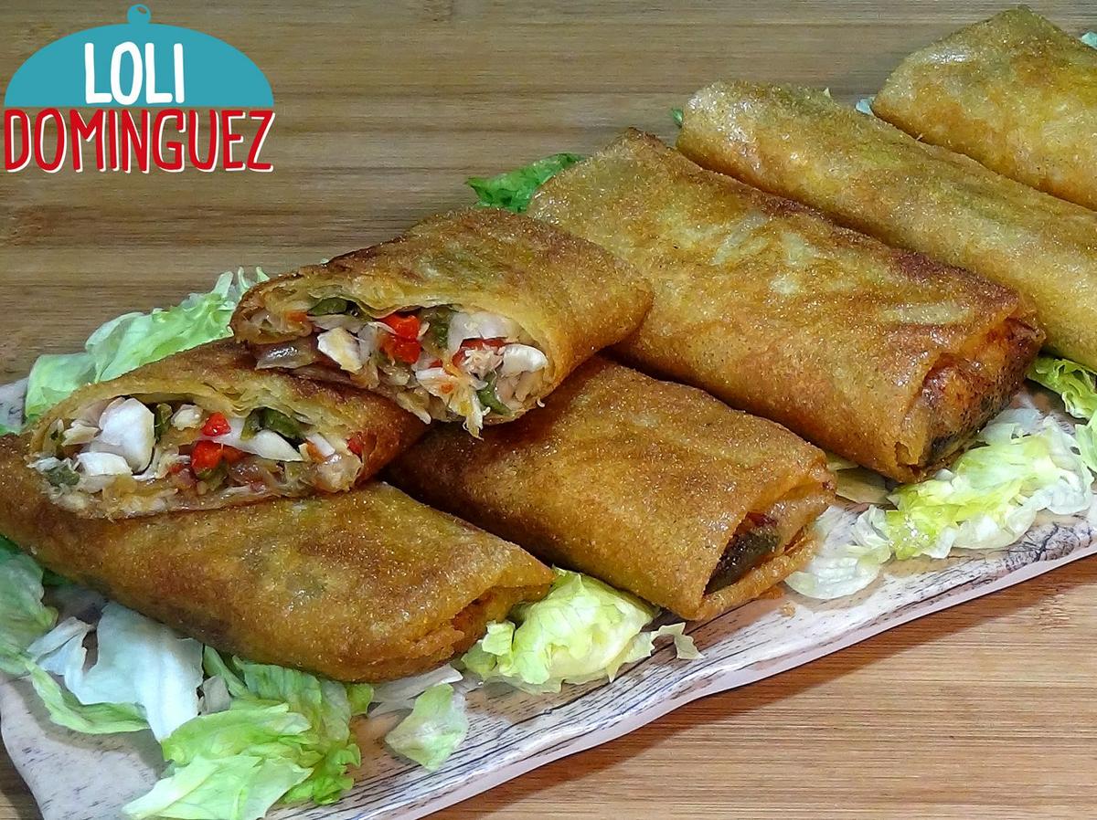 Rollitos de bacalao con verduras envueltos en crujiente pasta Brick