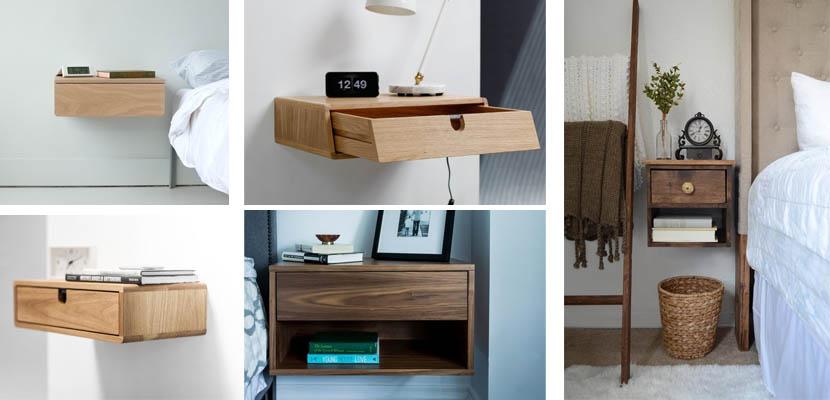 Mesitas de noche flotantes de madera