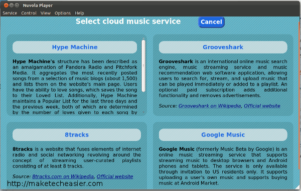 Escuchar música en la nube con el reproductor de Nuvola[Ubuntu]