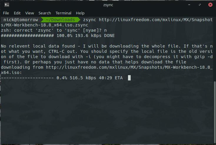 Cómo usar Zsync para transferir parte de un archivo en Linux