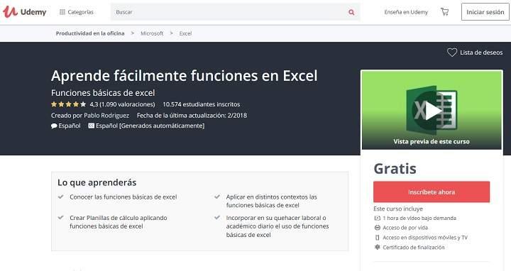 Formacion y cursos gratis en español para aprender Excel niveles básicos y avanzado