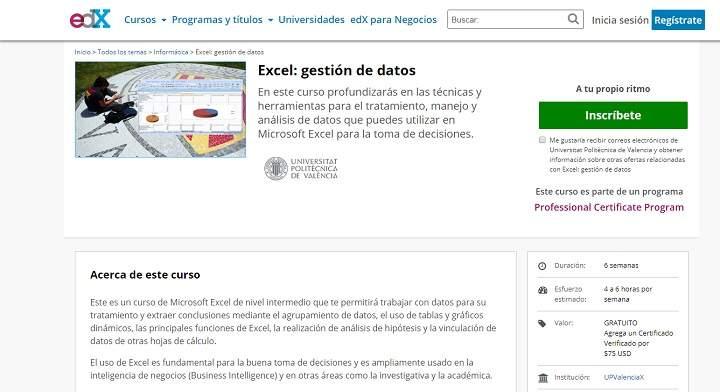Formacion y cursos gratis en español para aprender Excel niveles básicos y avanzado