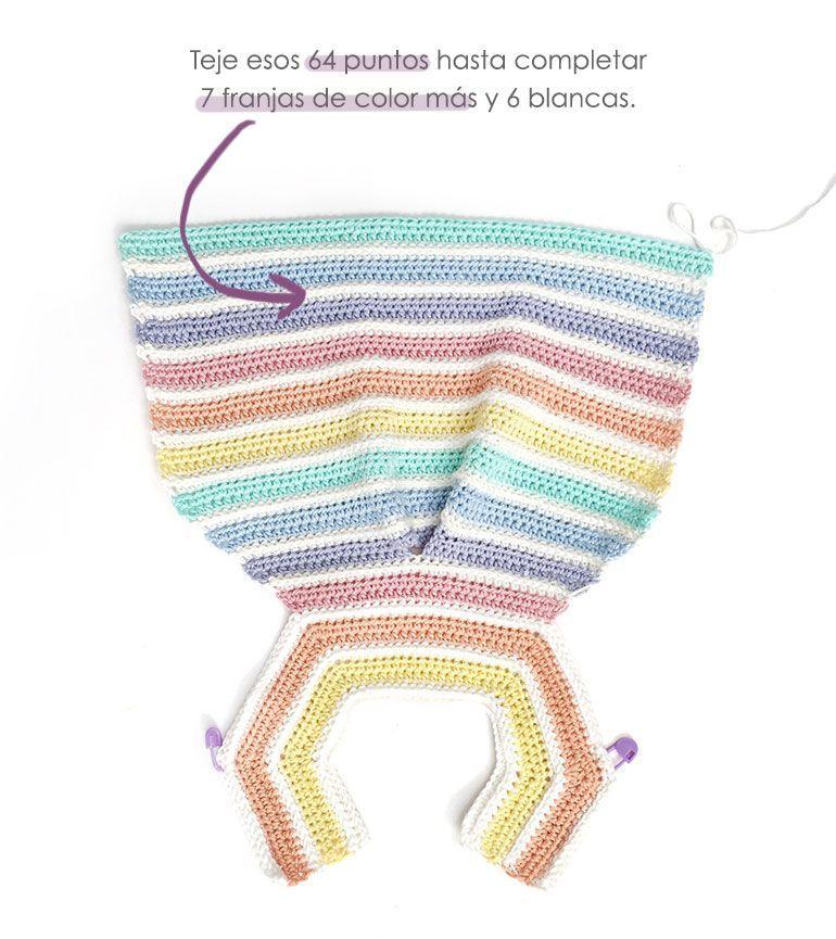 Cómo hacer un Pelele de crochet Arcoíris DIY- Tutorial y Patrón