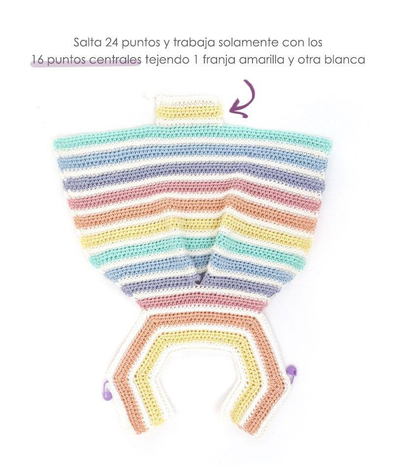 Cómo hacer un pelele de crochet Arcoíris DIY- Tutorial y Patrón
