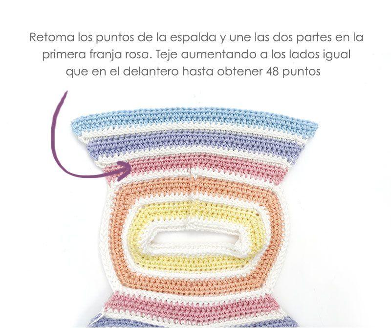 Cómo hacer un pelele de crochet Arcoíris DIY- Tutorial y Patrón