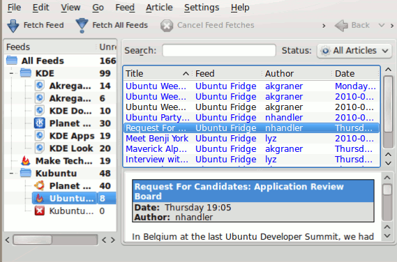 Comparación de tres lectores de RSS de Linux