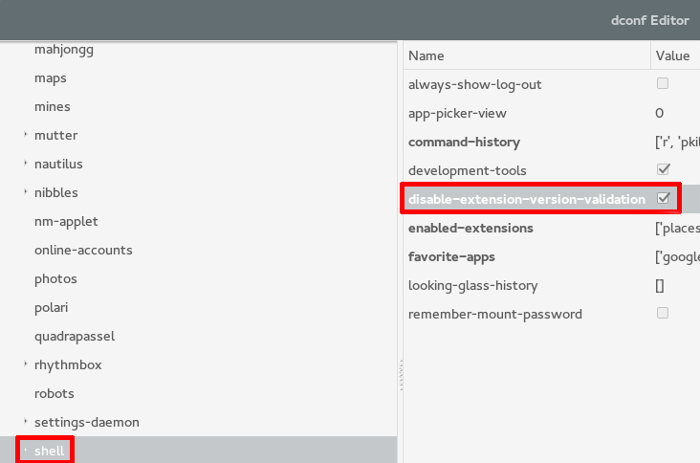 Cómo desactivar las comprobaciones de la versión de extensión en el Shell de Gnome