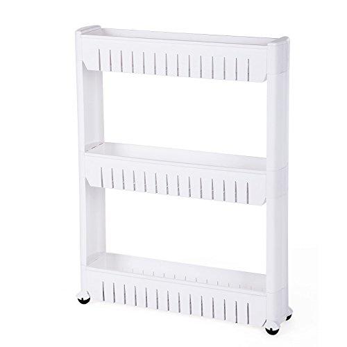 SONGMICS 3 Niveles para Hogar y Baño Estante, Carrito de Cocina, Estantería de Cocina 72,5 cm Blanco KTR03W