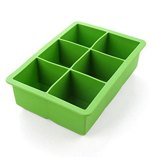 iNeibo, Molde de cubitos de hielo hecho de silicona de grado alimenticio para 6 cubos de hielo XXL. Verde 