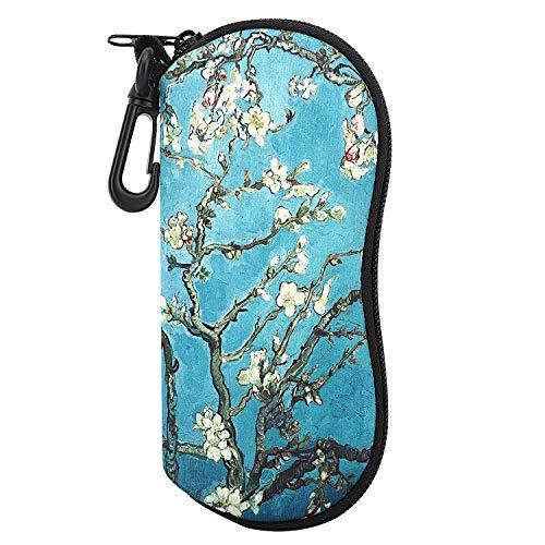 MoKo Funda de Gafas - [Ultra Ligero] Neopreno con Cremallera Almacenaje Lente Suave Sunglasses Case con Clip de Cinturón para Gafas, Bolsa de Llaves, Lápices, Tarjetas, Bloom de Albaricoque
