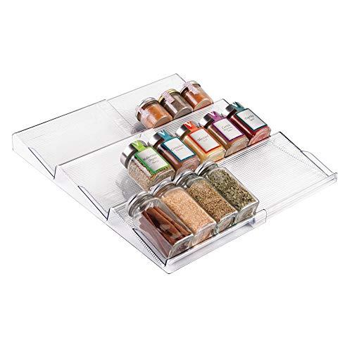 mDesign Expandable Spice Rack Organizer for Kitchen Drawer - Clear by MetroDecor