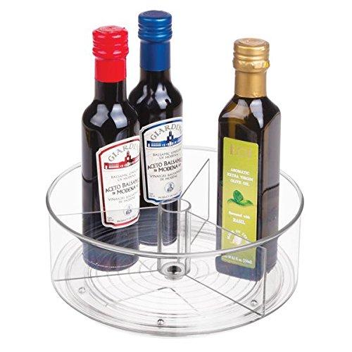 mDesign Lazy Susan Especiero giratorio– Práctico estante para especias para frigorífico, congelador, despensa – Plato giratorio especiero para condimentos - transparente