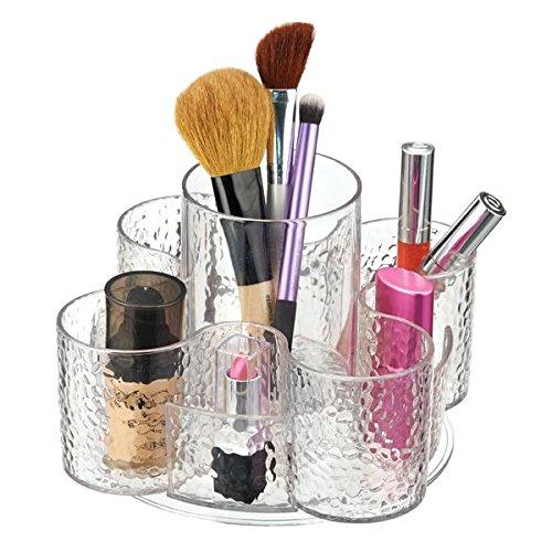 MetroDecor mDesign Organizador de cosméticos – Ideal Bandeja de plástico giratoria para un almacenaje de cosméticos con ingenio – Su Maquillaje organizado en 5 prácticos Compartimentos