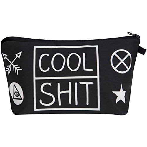 PREMYO Neceser de Maquillaje Estuche Escolar Pochette para Cosméticos Bolsa de Aseo Pequeña Práctico Estampado Impresión Diseño Cool Shit