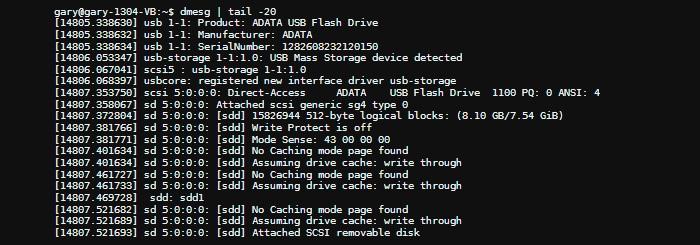 Usando dmesg en Linux
