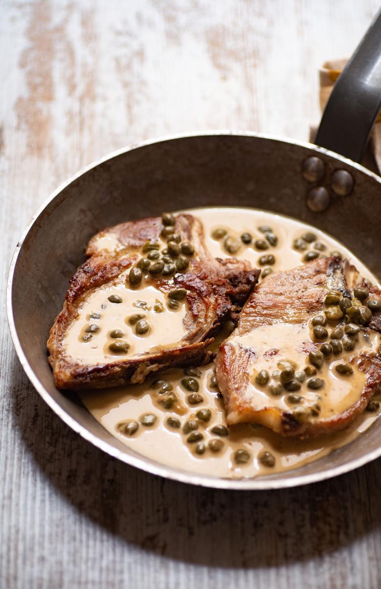 chuletas de cerdo en salsa de mostaza