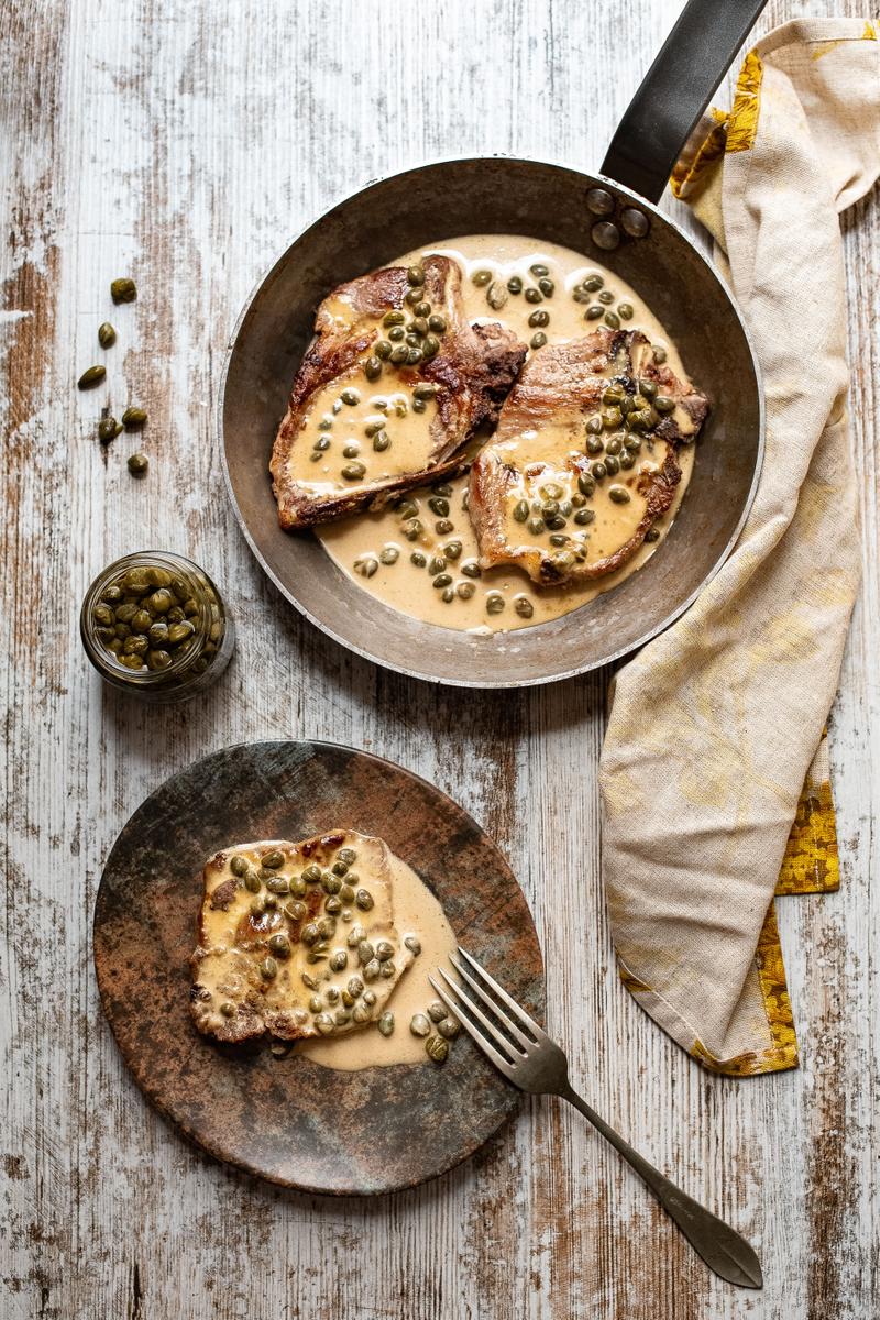 chuletas de cerdo en salsa de mostaza