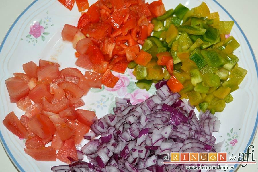 Potaje sencillo de judía arrocina, pelar y trocear las verduras