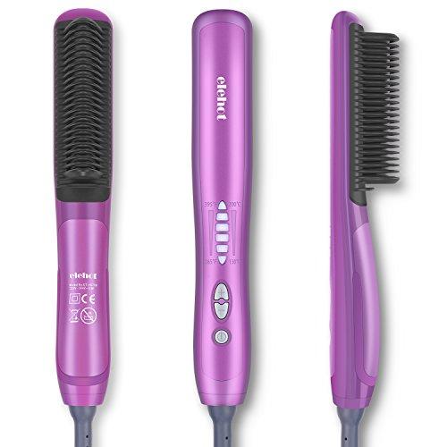 Cepillo Alisador de Pelo Peine Eléctrico Cerámica con Iones Negativos Temperatura Ajustable Indicador LED Calentamiento Rápido de ELEHOT