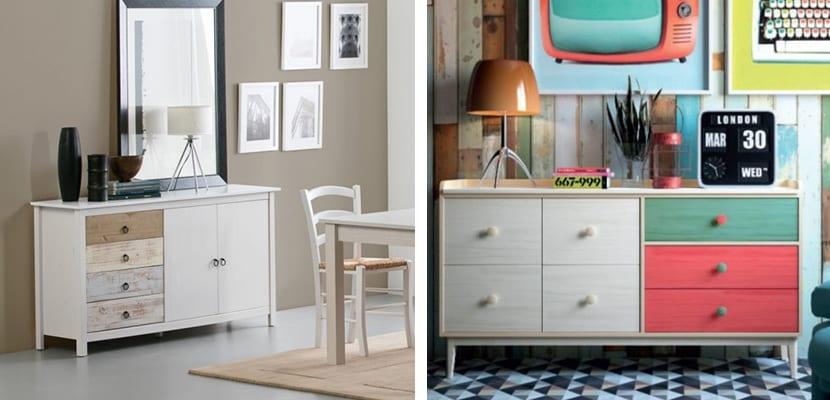 Aparador vintage con cajones de colores