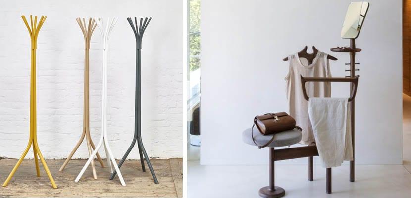 Percheros de pie de madera