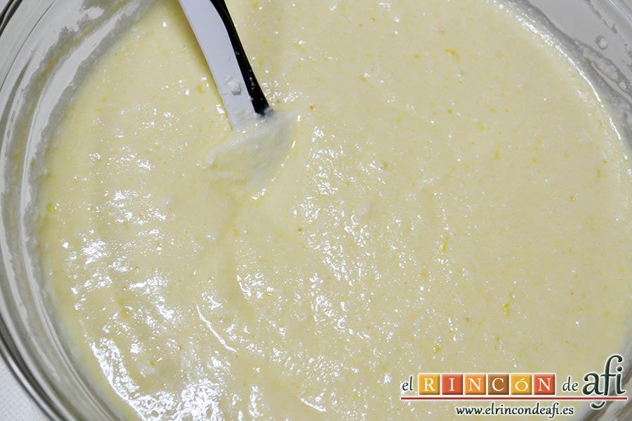 Tarta de requesón, ha de quedar totalmente incorporada