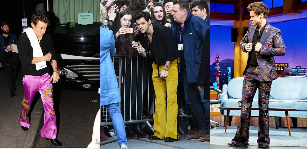 Harry Styles pone de moda los Pantalones Acampanados de los 70