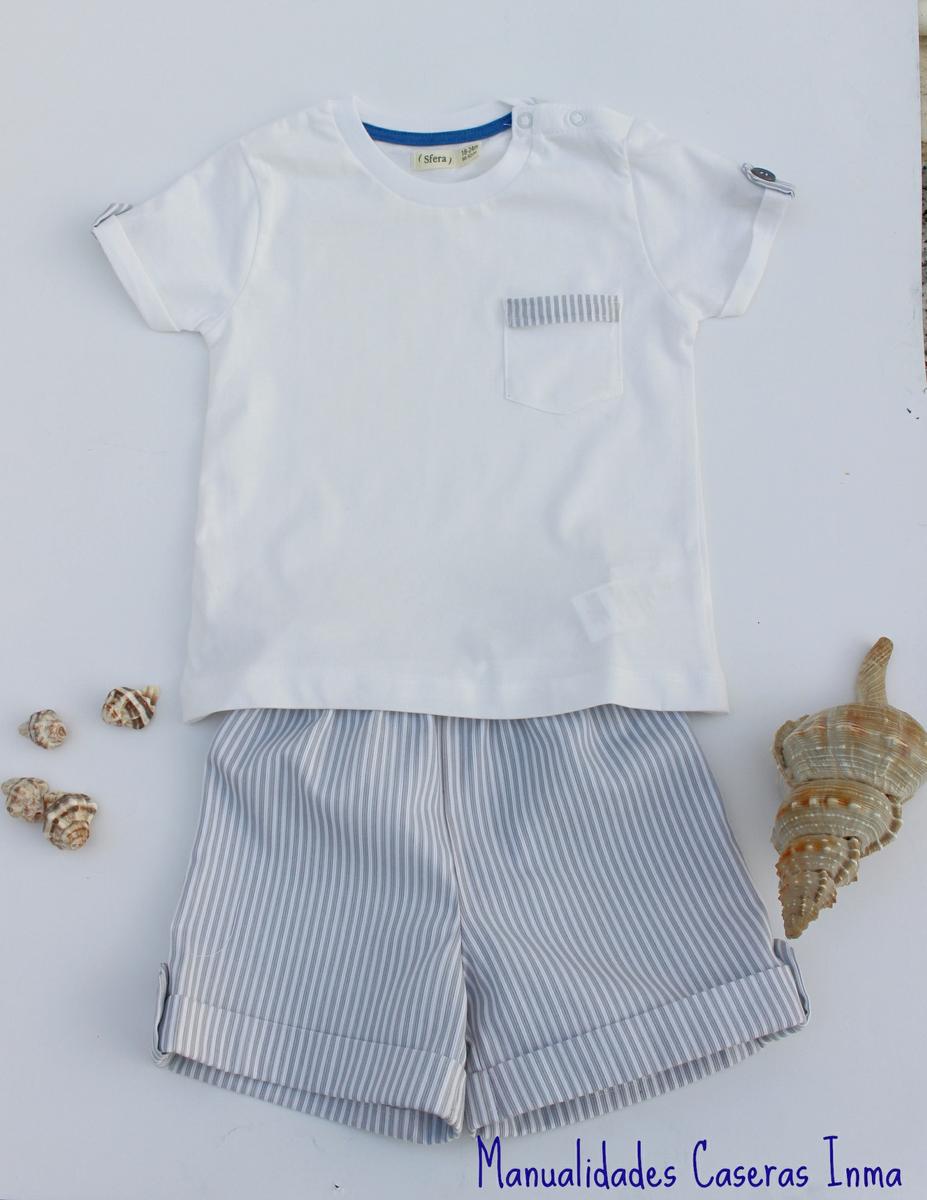 Manualidades Caseras Inma_ Conjunto Rayas grises para niños 