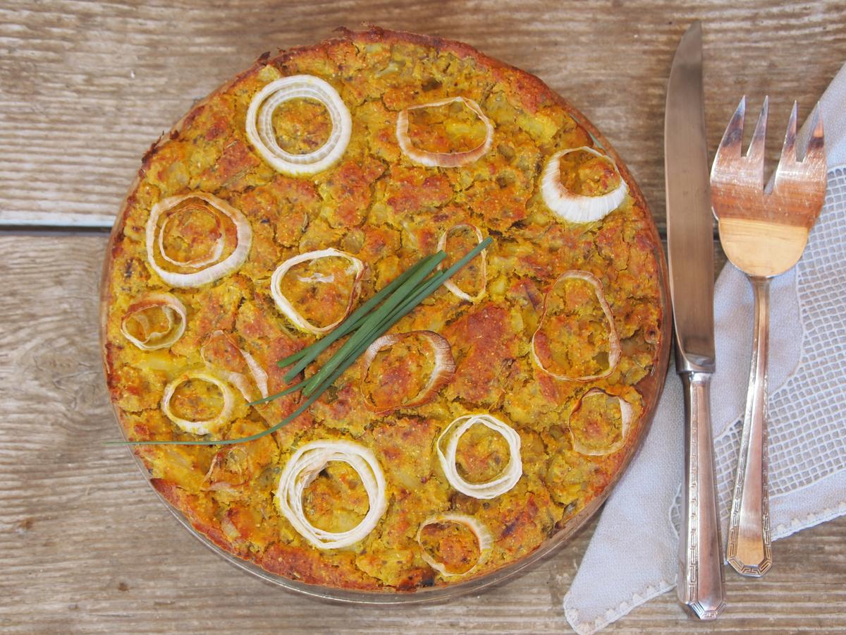 Pastel de coliflor sin gluten y vegano
