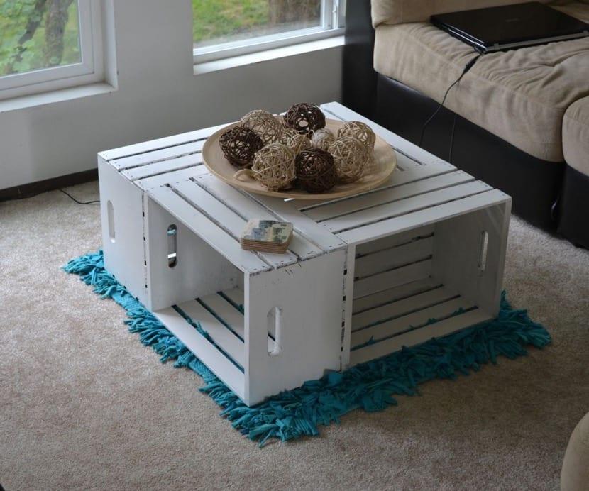 mesa de centro de cajas de madera