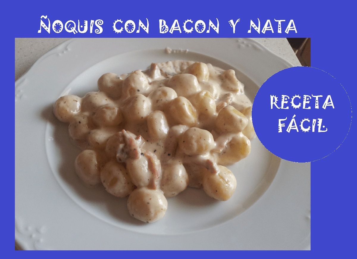 Ñoquis con bacon y nata (crema de leche)