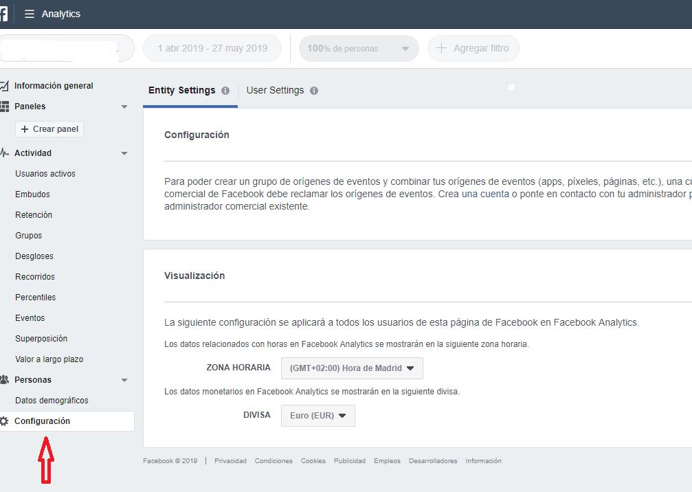configuración informe analytics Business Manager-Facebook