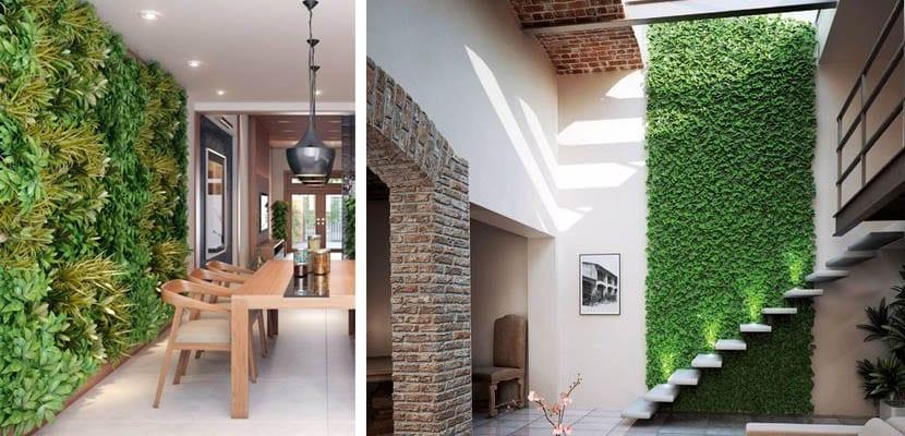 Jardines verticales artificiales interiores