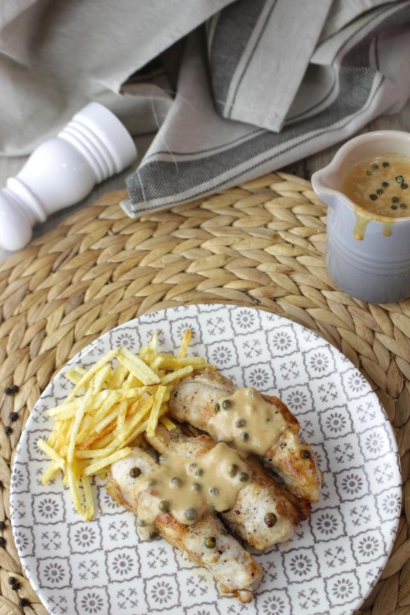 Lomos o solomillos de conejo a la pimienta verde