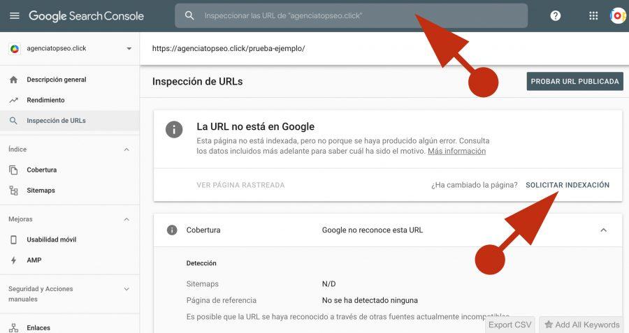 solicitar indexación