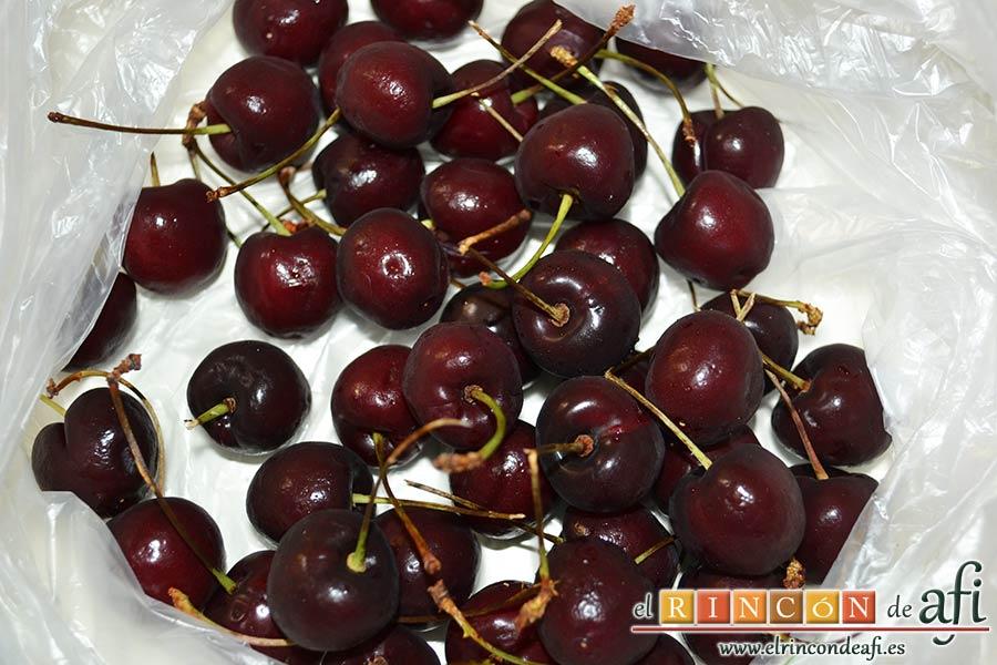 Cupcakes de cerezas al Kirsch, lavar las cerezas