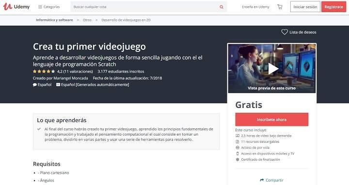 curso online gratis de programación de videojuegos