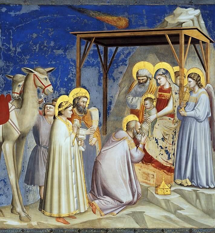 Giotto, La adoración de los magos, reproducción digital.