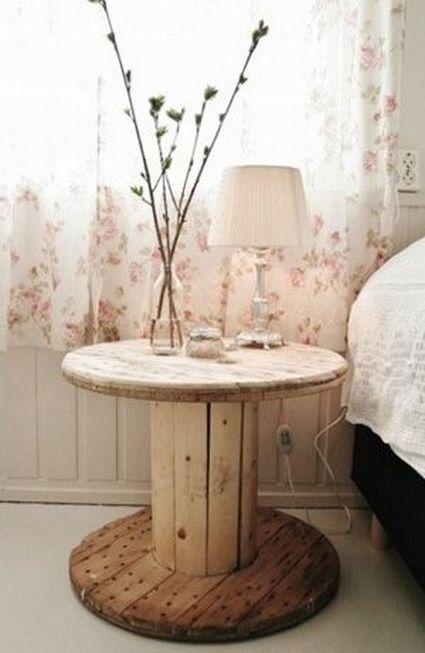 mesita de noche de bobina de cable