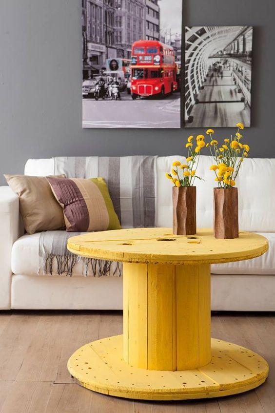 mesa para el salón de bobina de cable