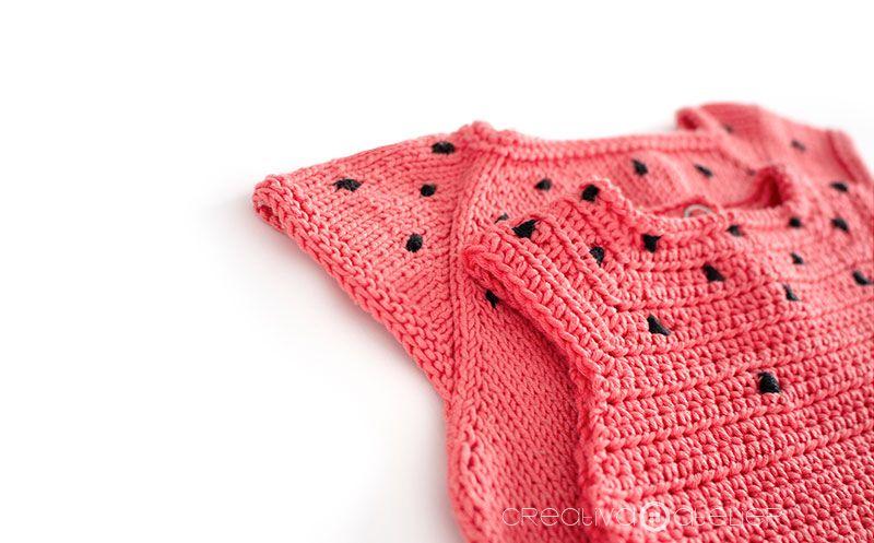 Cómo hacer un pelele de crochet Sandía DIY- Tutorial y Patrón