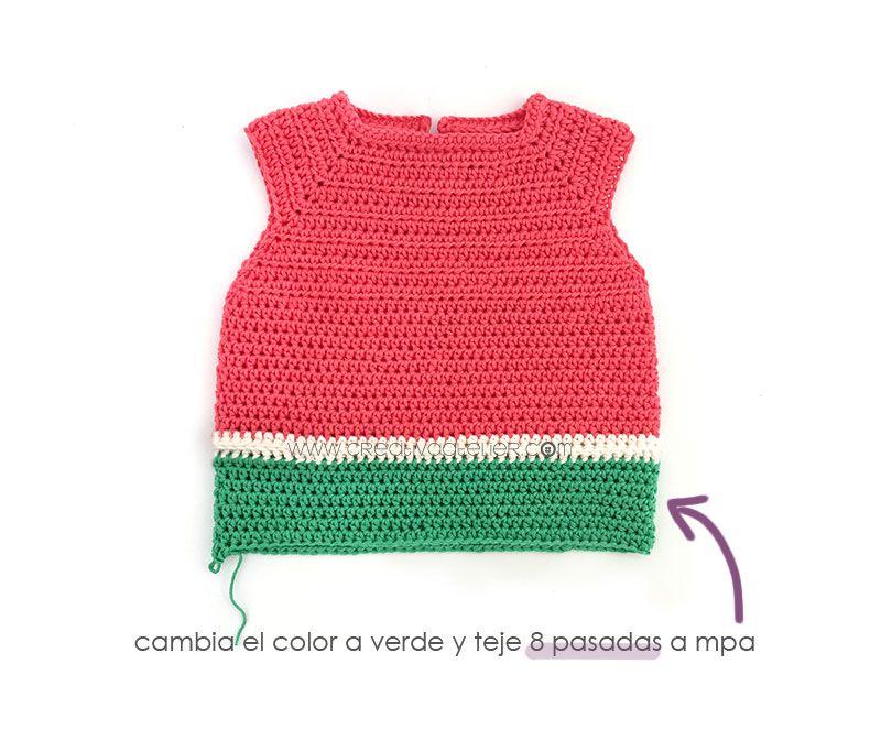 Cómo hacer un pelele de crochet Sandía DIY- Tutorial y Patrón