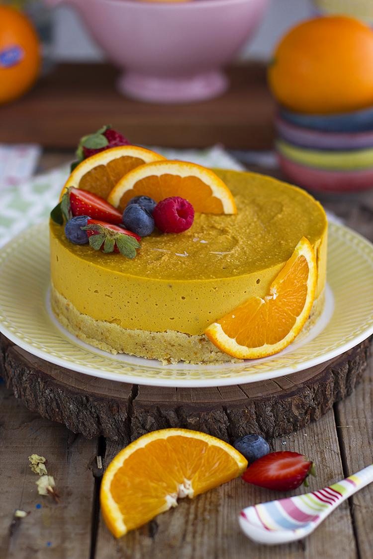 Tarta de Naranja Helada y Saludable rica y fácil de hacer
