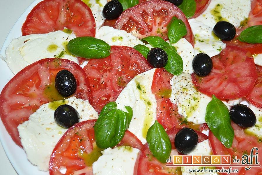 Ensalada caprese, sugerencia de presentación