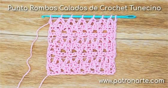 Punto Tunecino Rombos Calados de Crochet Tunecino