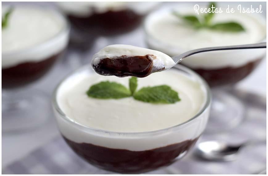 Postre fácil de chocolate y nata (crema de leche) en copas