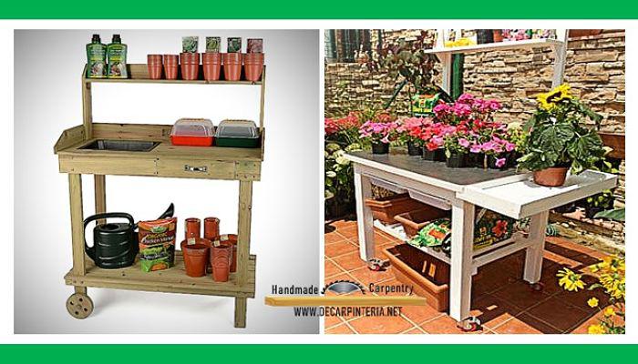 Mesa para jardín con ruedas
