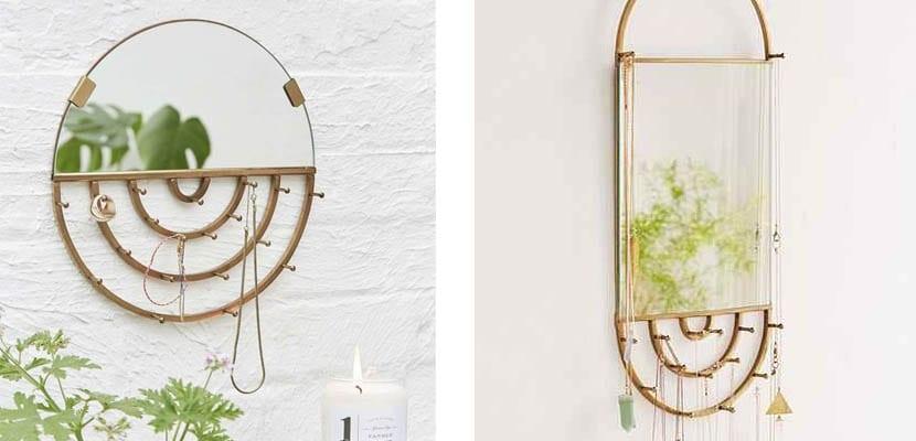 Espejo joyero dorado