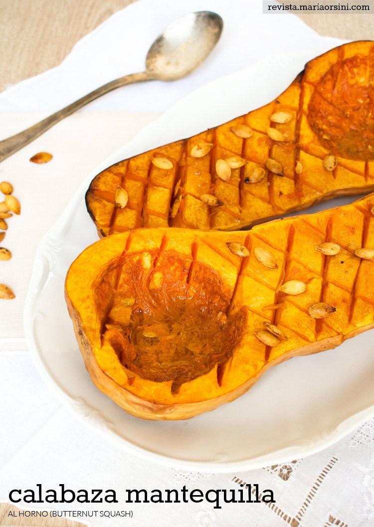 Calabaza mantequilla o butternut squash al horno.