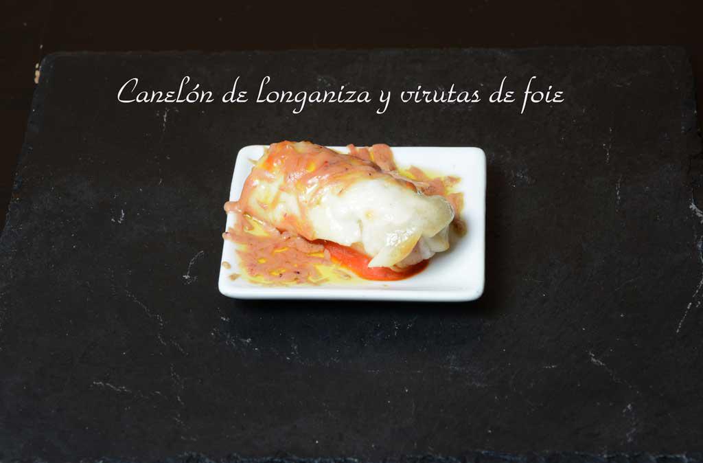 Aperitivos de boda. Canelón de longaniza y foie